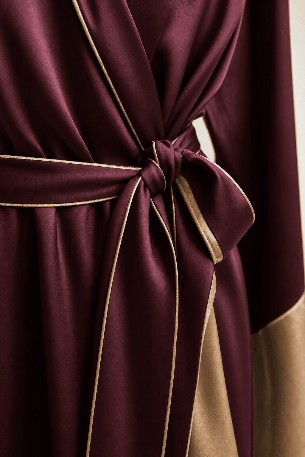 Close-up of the waist tie on the kimono robe