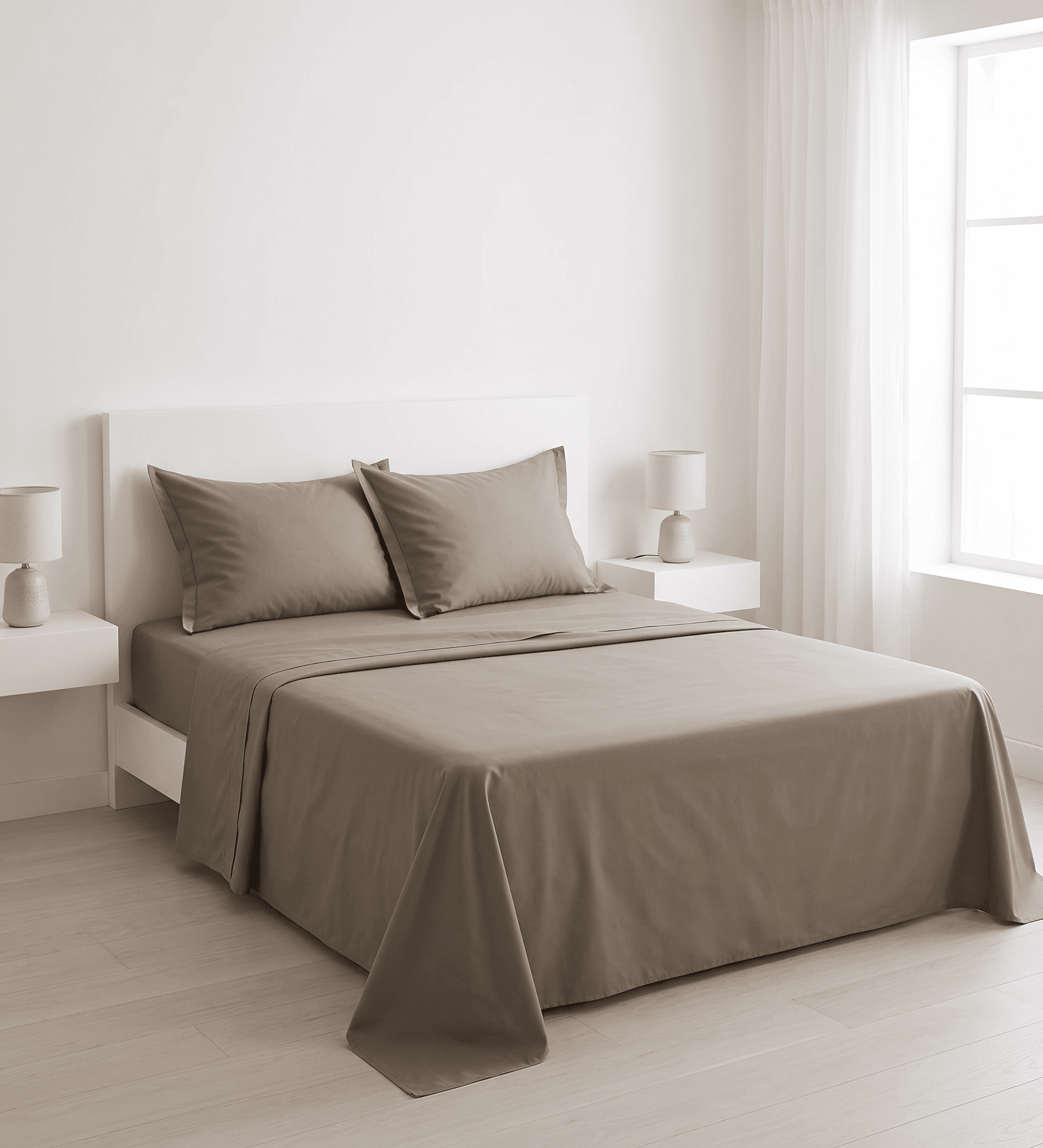 Lenzuola letto matrimoniale in cotone PERCALLE — Fango