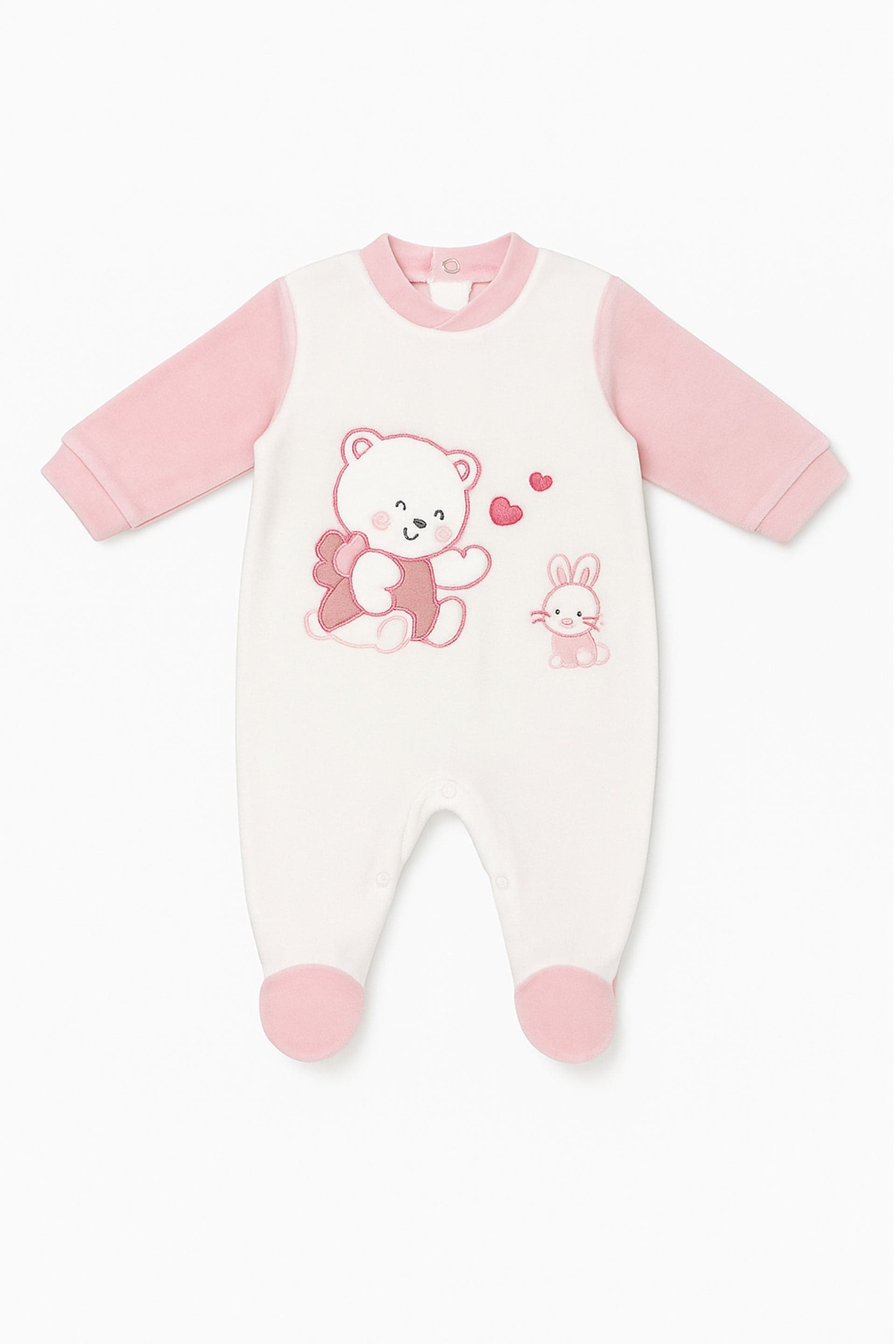 Tutina velour baby cuoricini
