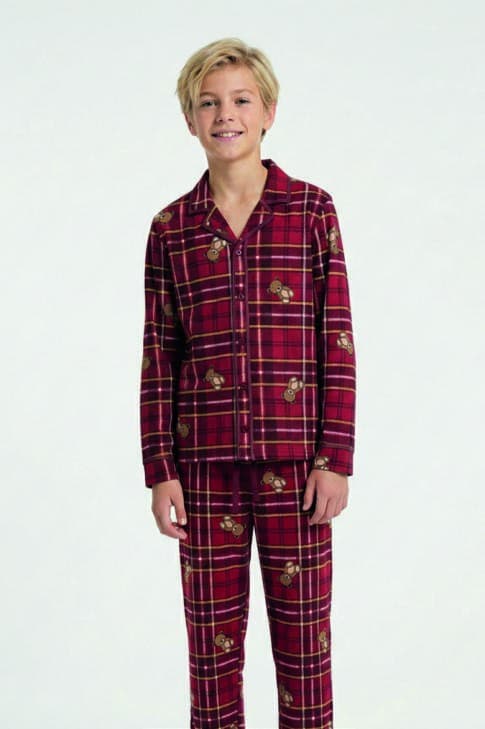 Kids Pyjamas Interlock Open line Grew Red