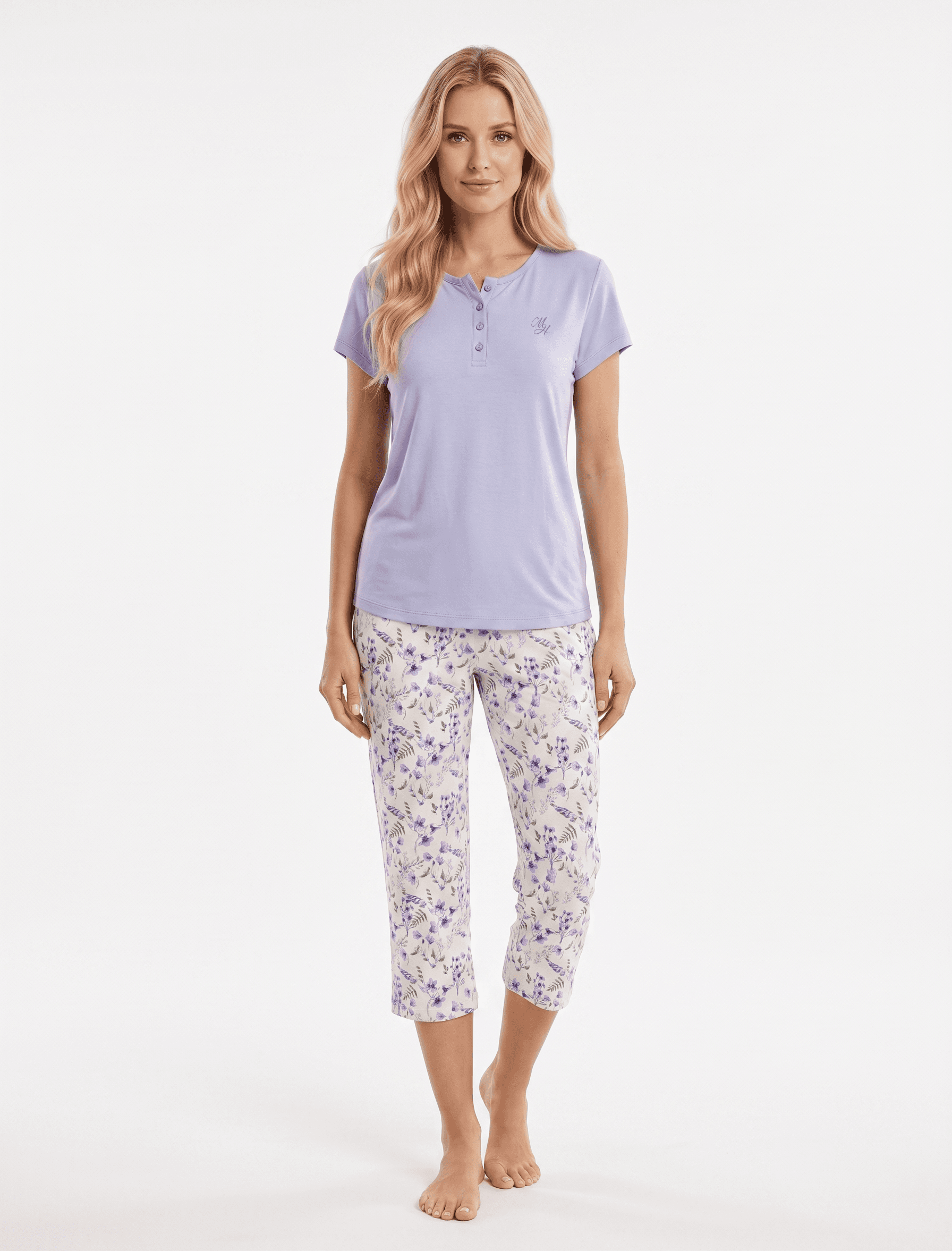 Pigiama donna capri mezza manica JEANNE — Lavanda