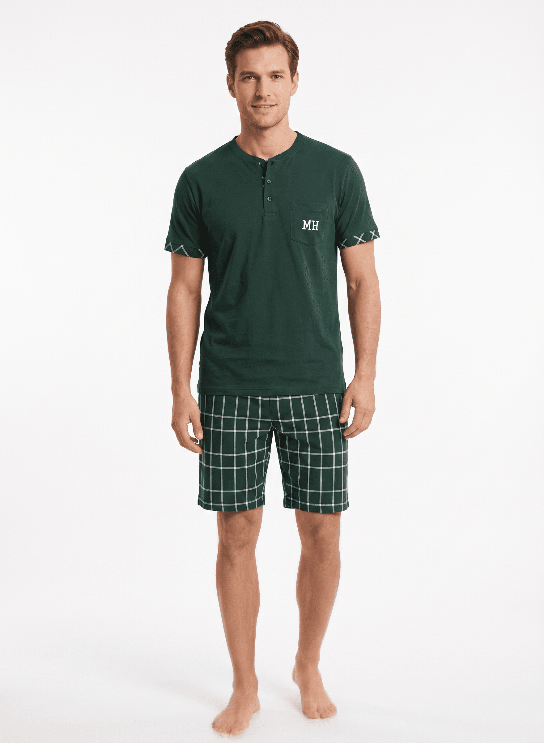 Pigiama uomo manica corta BASEL — Pino