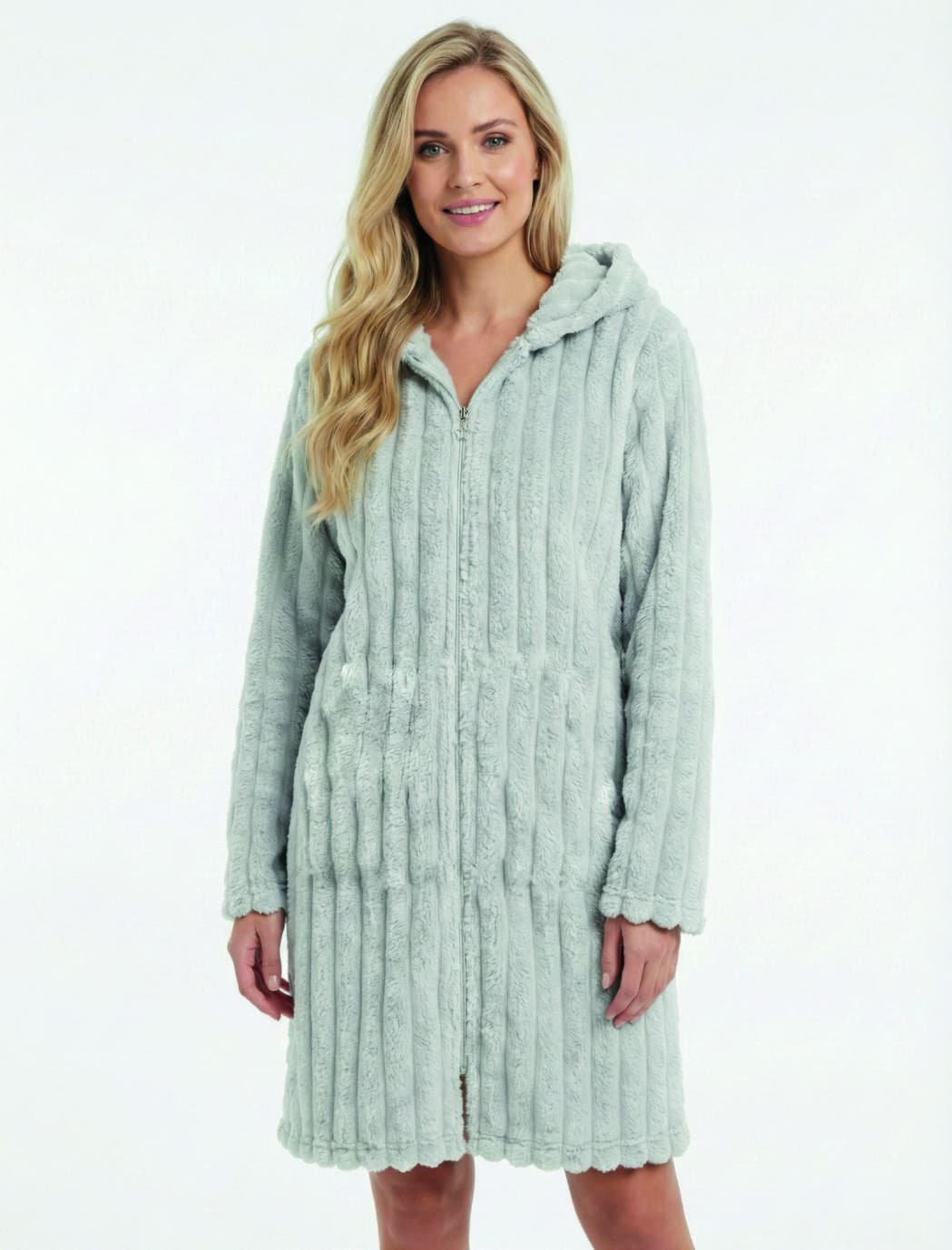 Women's Robe zip & hooded Flannel line Zeile